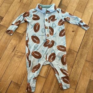 Posh Peanut 3-6m football collared romper